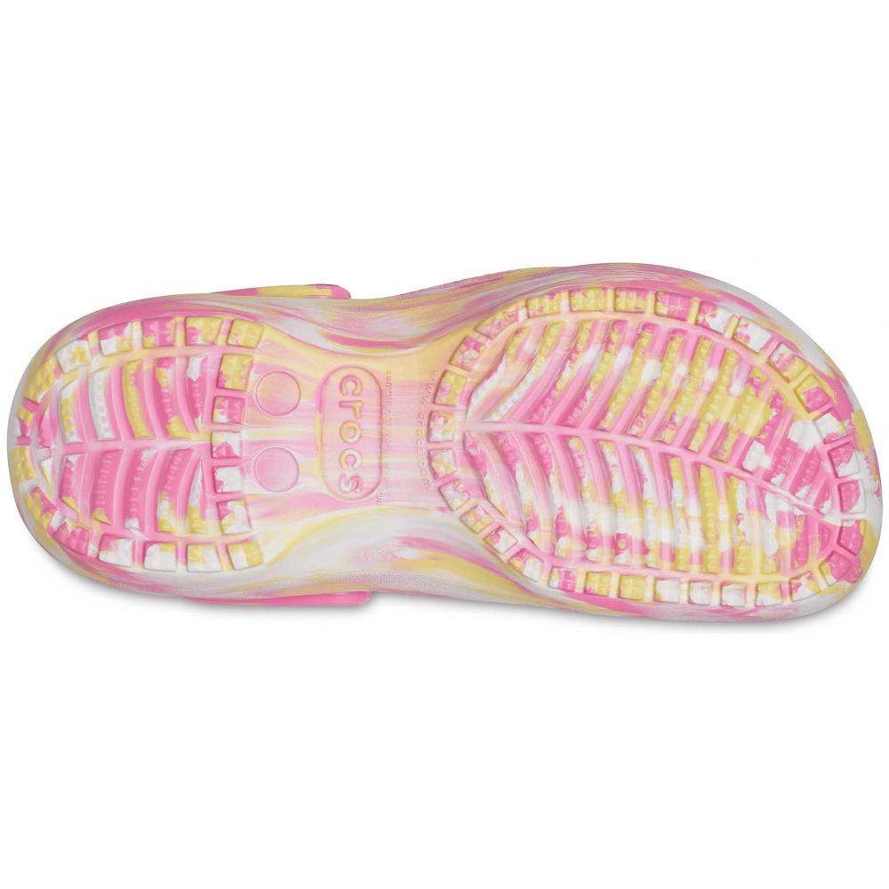 Pink / Multi Women's Crocs Classic Platform Marbled Clog Wedges | NZ 0648BEXC